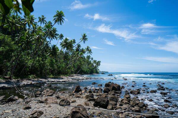 Scenic shot of the rugged Lavena coast in the Bouma National Heritage Park, Taveuni