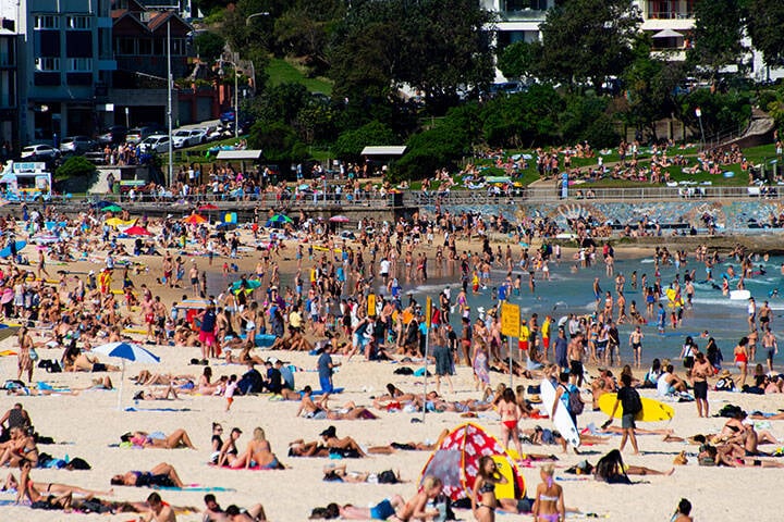 View of Tamarama beach during Bondi to Coogee coastal walk in Sydney Australia 