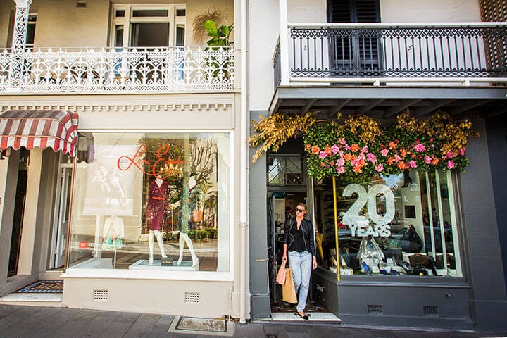Picturesque boutique shops in Paddington, Sydney